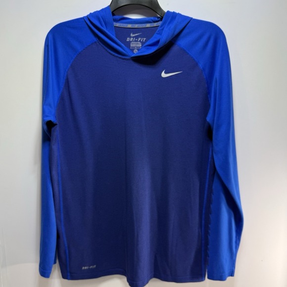 Nike Other - Nike Lacrosse Men's Large‎ Dri-FIT Long Sleeve Lightweight Hoodie Tee Blue